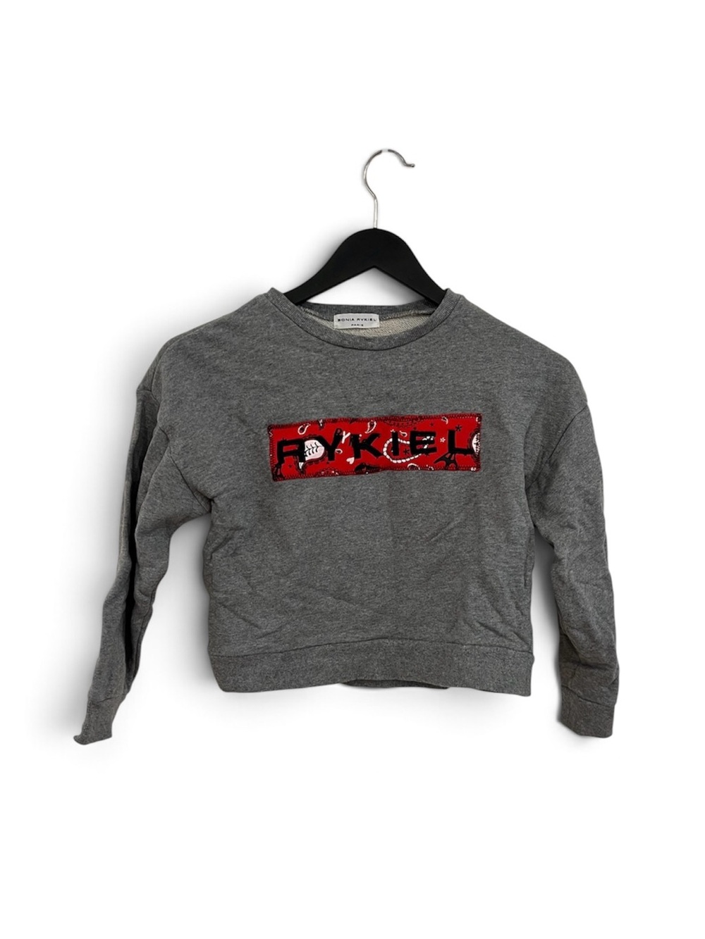 Sonia Rykiel Gray Sweatshirt with Red Logo Patch